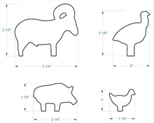 Load image into Gallery viewer, 1/10sc NRA/IHMSA Metallic Silhouette Steel Shooting Targets - 20pc Air Rifle/Pistol Knock-overs (1020W)

