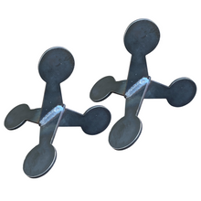 Load image into Gallery viewer, 22LR Rimfire Smallbore 1/4&quot; A36 Mild Steel Shooting Target - Flipping Jumping Jack 2.5&quot; 2pc Set WELDED (2-WJJ2.5-14A36)
