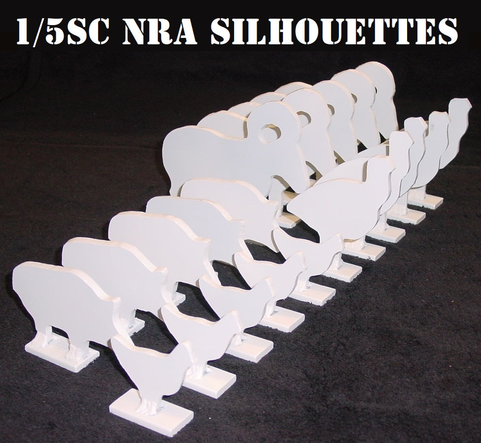 20pc 1/5sc. NRA/IHMSA Metallic Silhouette .22LR Rimfire Small Bore Animal Knockdown Steel Targets (20W)