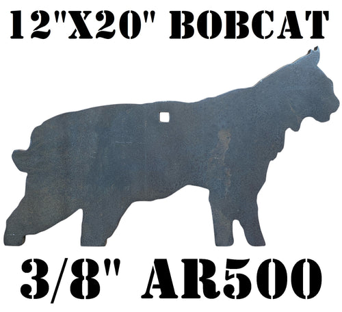 3/8in AR500 12inx20in Bobcat Silhouette Steel Target with hole for mounting