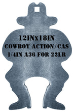 Load image into Gallery viewer, 12&quot;x18&quot; 1/4&quot; Mild Steel 22LR Rimfire Cowboy Action Sheriff Silhouette CAS Steel Shooting Metal Gong Target (CAS12x181S-14A36)
