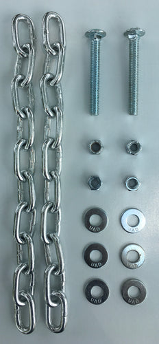 A set of silver metal chains and 3/8