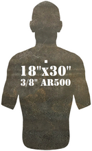 Load image into Gallery viewer, Magnum Target 3/8&quot; AR500 Combatant Silhouette 18&quot; x 30&quot; Steel Shooting Range Gong Metal Target Unpainted (CS18x301SAR500-NP-1H)
