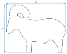 Load image into Gallery viewer, 32&quot;x26&quot; 3/8&quot; AR500 NRA/IHMSA FULL SCALE Metallic Ram Silhouette Plate - Steel Shooting Target for Swingers (FULLRAM-PLATE-AR500)
