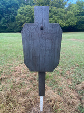 Load image into Gallery viewer, 3/8&quot; AR500 Bundle - 66% 2/3 Scale IDPA/IPSC 12&quot;x20&quot; Steel Shooting Target w/ T-Post Hook &amp; 20&quot; Protector Plate (G12x201STPH1TP-PP1AR500)
