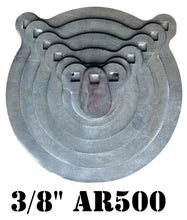 Load image into Gallery viewer, Magnum Target 3/8&quot; AR500 Steel Shooting Target Gong 7 pc Set 2in,3in,4in,6in,8in,10in,12in (G2346810127EAR500)
