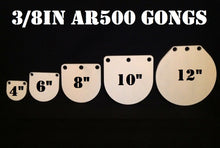 Load image into Gallery viewer, Magnum Target 4in, 6in, 8in, 10in, &amp; 12in AR500 Gong/Hanger Steel Shooting Targets - 3/8 Thk Pistol &amp; Rifle Targets - 5pc - G46810125WAR500
