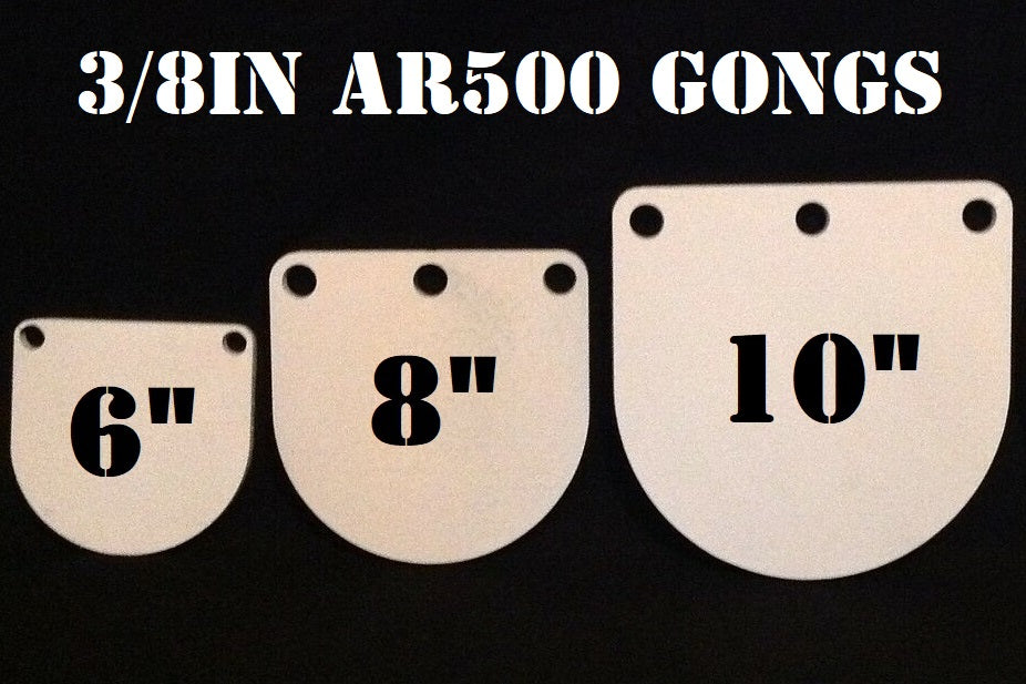 Magnum Target 6in, 8in, & 10in AR500 Gong/Hanger Steel Shooting Targets - 3/8 Thk Pistol & Rifle Targets - 3pc - G68103WAR500