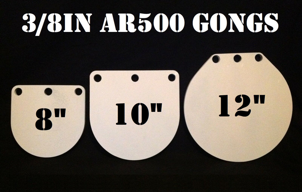 Magnum Target 8in, 10in, & 12in AR500 Gong/Hanger Steel Shooting Targets - 3/8 Thk Pistol & Rifle Targets - 3pc - G810123WAR500