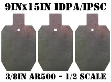 Load image into Gallery viewer, Magnum Target 9&quot;x15&quot; 3/8&quot; AR500 1/2 Scale IDPA/IPSC Steel Shooting Gong Target 3pc (G9x153SAR500)
