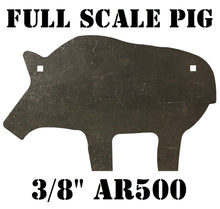 Load image into Gallery viewer, 22&quot;x14&quot; 3/8&quot; AR500 NRA/IHMSA FULL SCALE Metallic Pig Silhouette Gong - Steel Shooting Target (GFULLPIG1AR500-2H)
