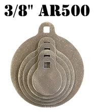Load image into Gallery viewer, Magnum Target 3/8&quot; AR500 Steel Shooting Targets 3&quot; 4&quot; 5&quot; 6&quot; 8&quot; Metal Rifle/Pistol Range Eared Hanger (H345685EAR500)
