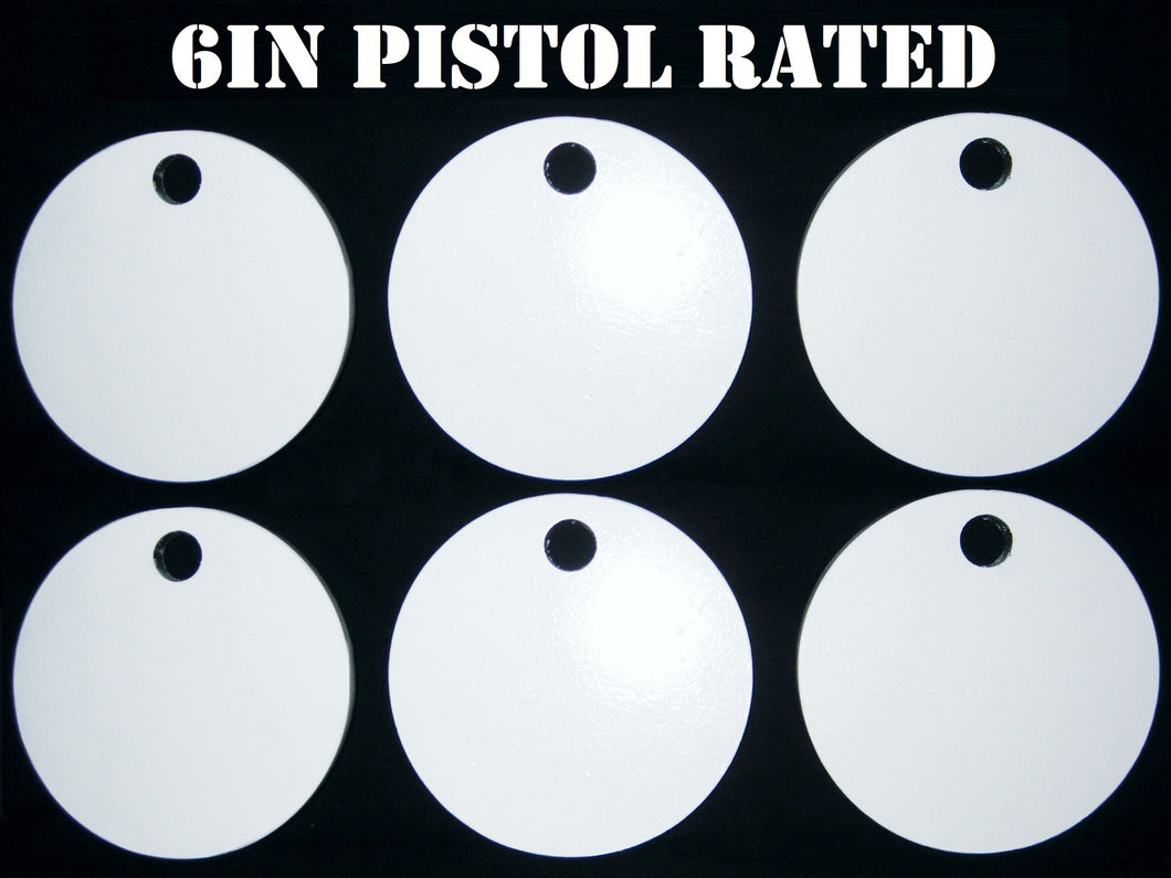 Magnum Target 6 in Round NRA PISTOL ONLY Targets - 3/8in. Mild Steel Targets - 6pc. Metal Plate Set - H66W