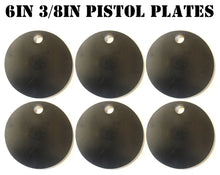 Load image into Gallery viewer, Magnum Target 6 in Round NRA PISTOL ONLY Target - 3/8in. Mild Steel Hangers - 6pc. Metal Plate Set (H66)
