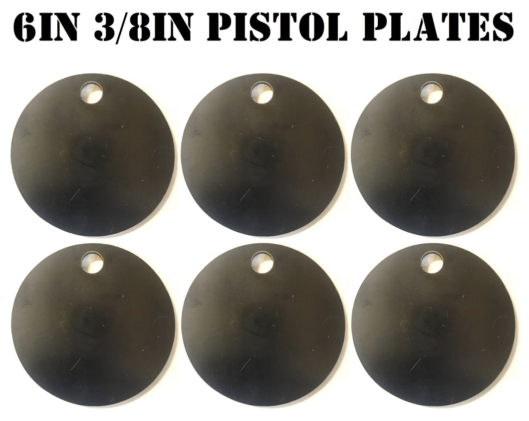 Magnum Target 6 in Round NRA PISTOL ONLY Target - 3/8in. Mild Steel Hangers - 6pc. Metal Plate Set (H66)