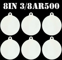 Load image into Gallery viewer, Magnum Target 8&quot; x 3/8&quot; AR500 Gong/Hanger Steel Shooting Target - Pistol &amp; Rifle Plate 6pc Set (H86WEAR500)
