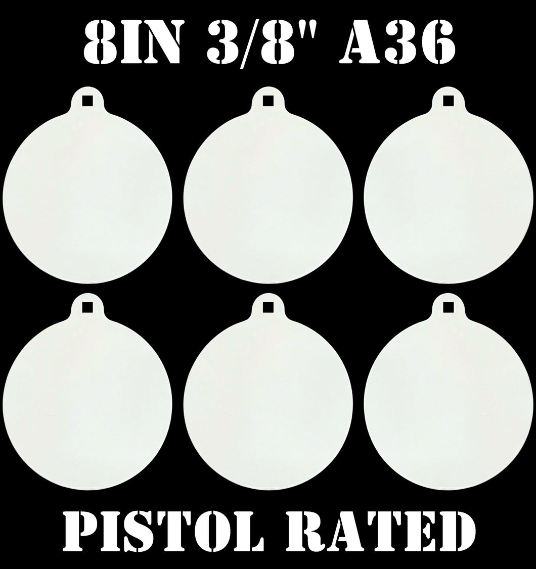 Magnum Target 8 in Round NRA PISTOL ONLY Target - 3/8in. Mild Steel Target - 6pc. Metal Plate Set (H86WE)
