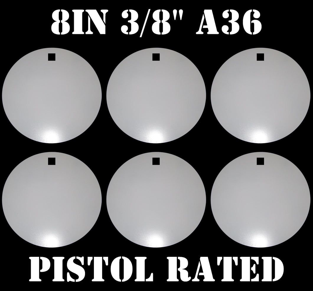 Magnum Target 8 in Round NRA PISTOL ONLY Target - 3/8in. Mild Steel Target - 6pc. Metal Plate Set (H86W)
