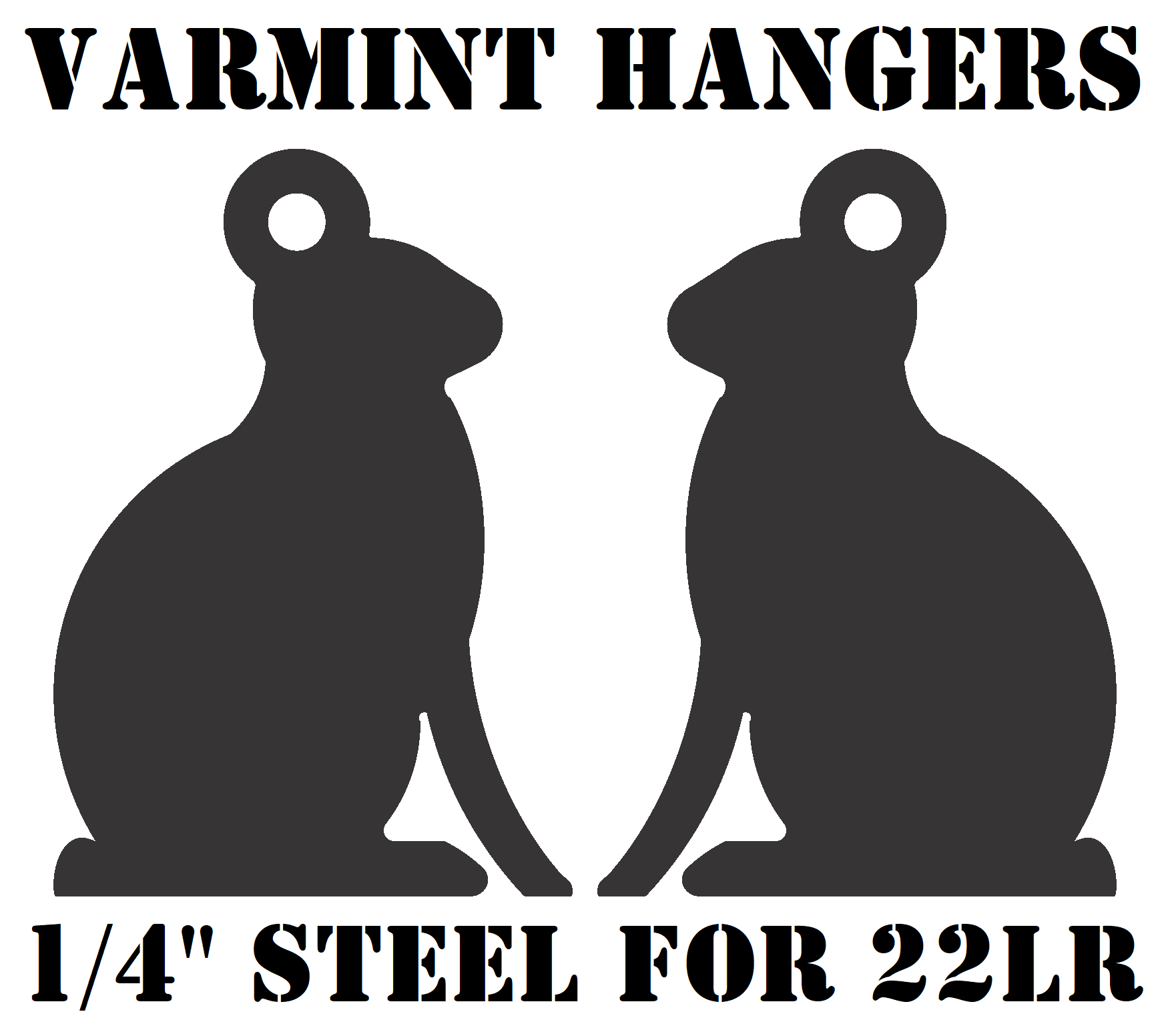 Steel Target Rabbit Magnum Target 2pc Rabbit Varmint/Animal Silhouette Hangers - 22LR Smal