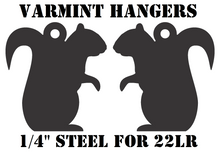 Load image into Gallery viewer, Magnum Target 2pc Squirrel Varmint/Animal Silhouette Hangers - 22LR Smallbore 1/4in Mild Steel Shooting Targets - HSQL2NP
