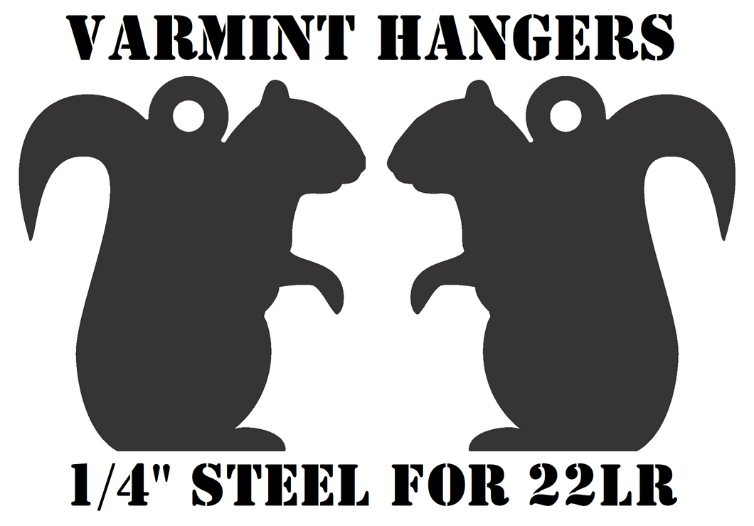 Magnum Target 2pc Squirrel Varmint/Animal Silhouette Hangers - 22LR Smallbore 1/4in Mild Steel Shooting Targets - HSQL2NP