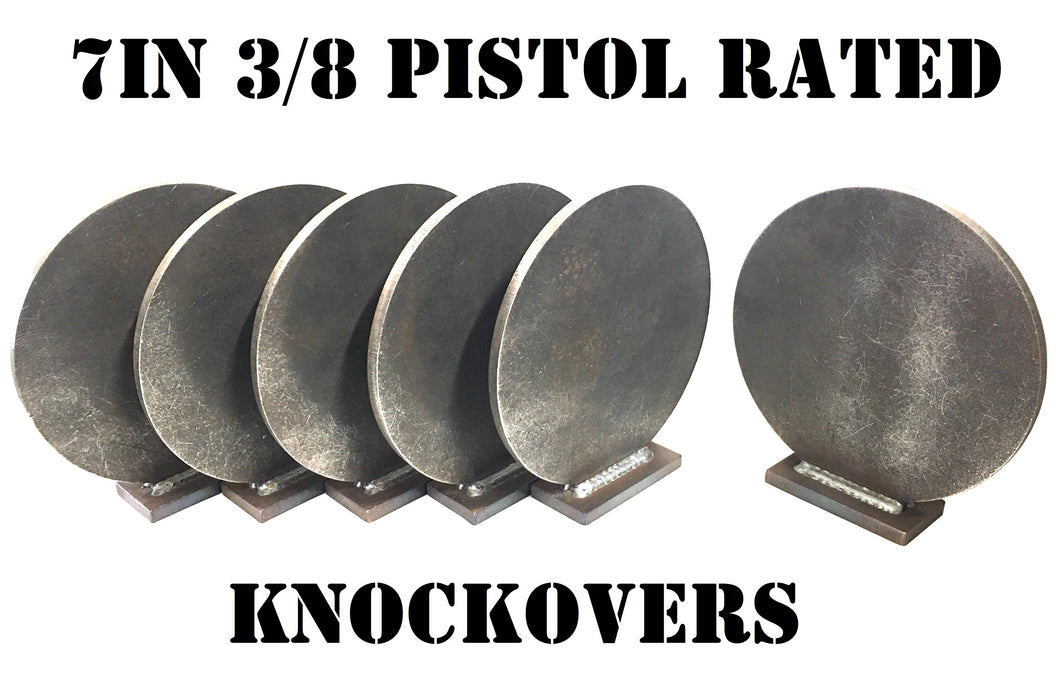 Magnum Target 7in. Round Knock-over PISTOL ONLY Shooting Targets - 6pc. 3/8in Mild Steel Metal Silhouettes (K76)