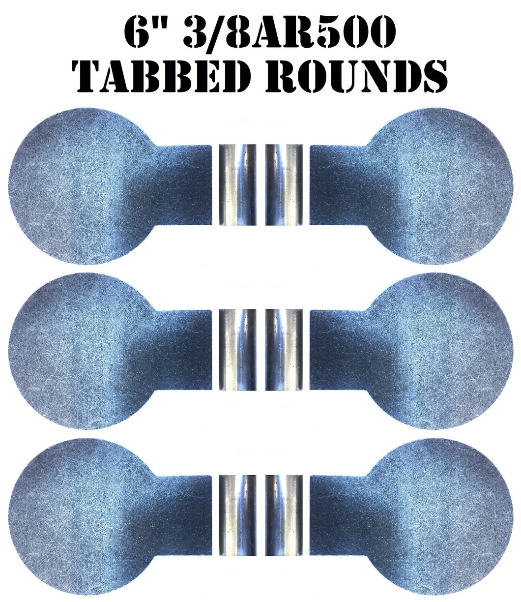 Magnum Target Six 6in AR500 Steel Target Tabbed Rounds for Plate Racks, Dueling Trees & Swingers w/ Tubes - TR66AR500T