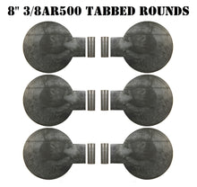 Load image into Gallery viewer, Magnum Target Six 8in AR500 Steel Target Tabbed Rounds for Plate Racks, Dueling Trees &amp; Swingers w/ Tubes - TR86AR500T
