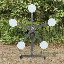 Load and play video in Gallery viewer, Magnum Target 3/8&quot; AR500 Portable Texas Star “No Weld” Reactive Steel Shooting Target w/ 8in Paddles (TS-8)
