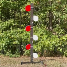 Load and play video in Gallery viewer, 3/8&quot; AR500 6ft Tall Dueling Tree Stand Range Reactive Steel Shooting Target w/ 6&quot; Paddles (DTSTD66AR500-S)
