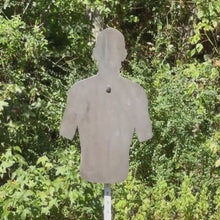 Load and play video in Gallery viewer, Magnum Target 3/8&quot; AR500 Combatant Silhouette 18&quot; x 30&quot; Steel Shooting Range Gong Metal Target Unpainted (CS18x301SAR500-NP-1H)
