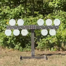 Load and play video in Gallery viewer, Magnum Target 3/8&quot; AR500 Portable Revolving Plate Rack “No Weld” Reactive Steel Shooting Target w/ 6in Paddles (RPR-6)
