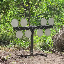 Load and play video in Gallery viewer, Magnum Target 3/8&quot; AR500 Portable Revolving Polish Plate Rack “No Weld” Reactive Steel Shooting Target w/ 8in Paddles (REVPOLPR-8)
