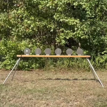 Load and play video in Gallery viewer, Magnum Target 6in. Round Knock-over PISTOL ONLY Shooting Targets - 6pc. 3/8in Mild Steel Metal Silhouettes (K66W)
